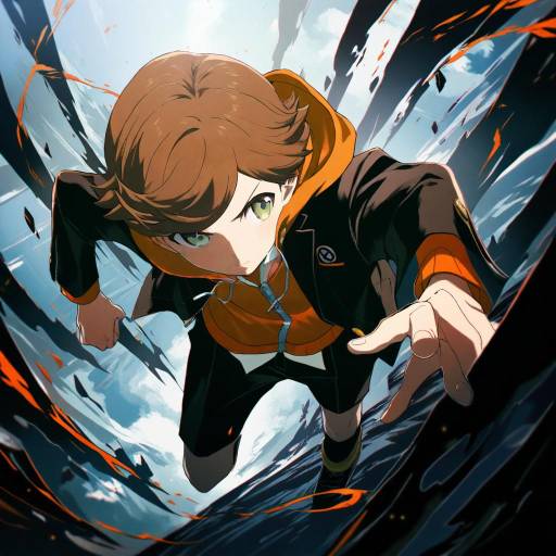 Illustration of Amada ken, persona in the style of T k g