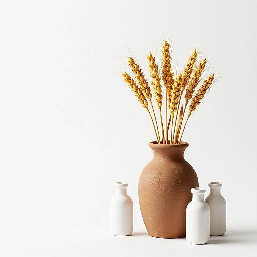 Minimalist Clay Pot with Wheat