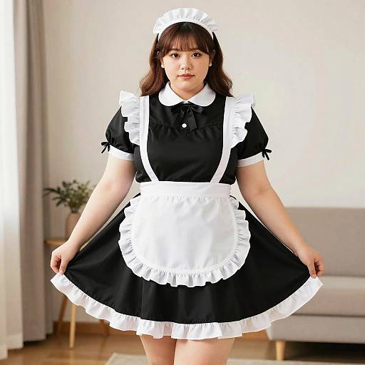 Plus Size Woman in Maid Outfit