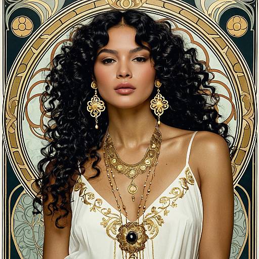 Art Nouveau Muse in White Silk