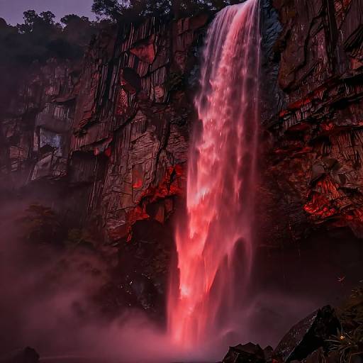 Surreal Inverted Crimson Waterfall