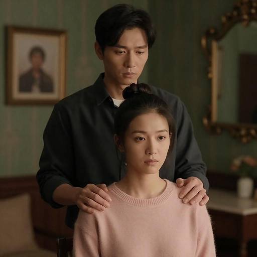 Intimate Moment in a Dimly Lit Room