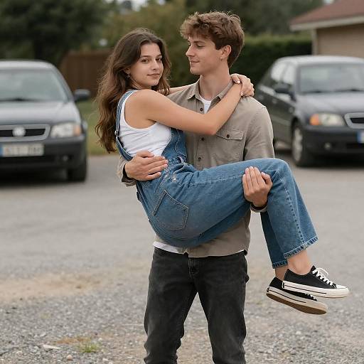 Young Couple in Outdoor Setting