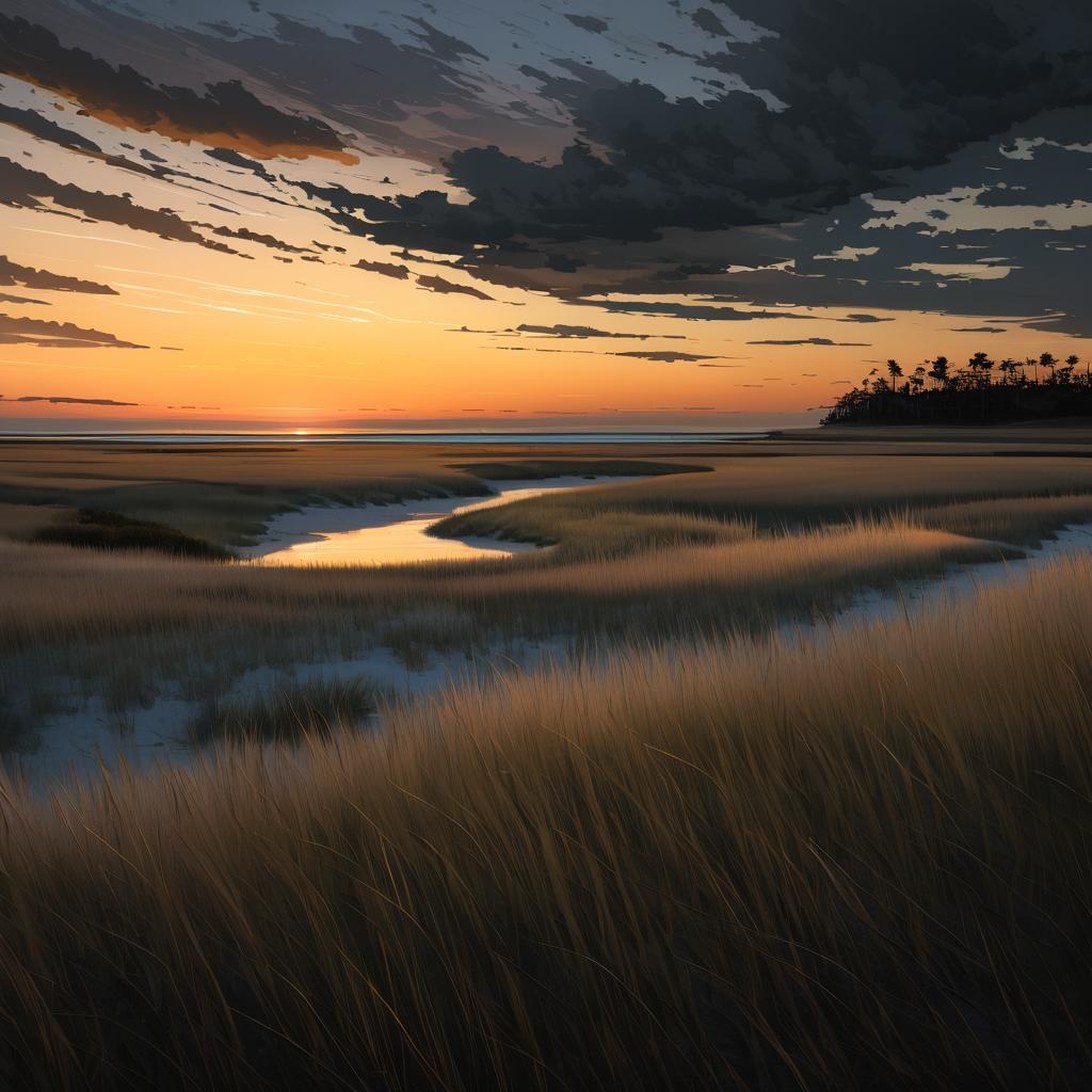 Tranquil Sunset Over Sandy Peninsula