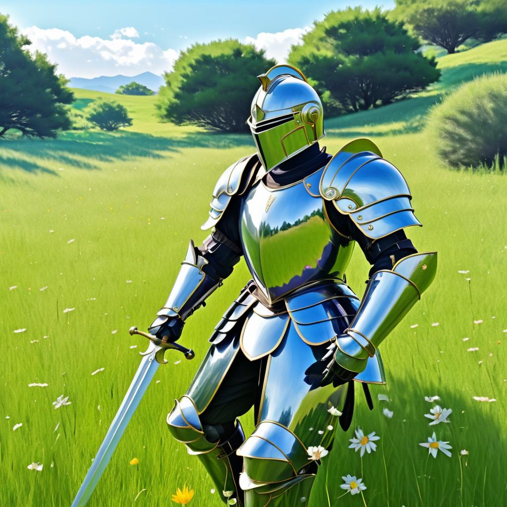 Knight Training in a Serene Meadow