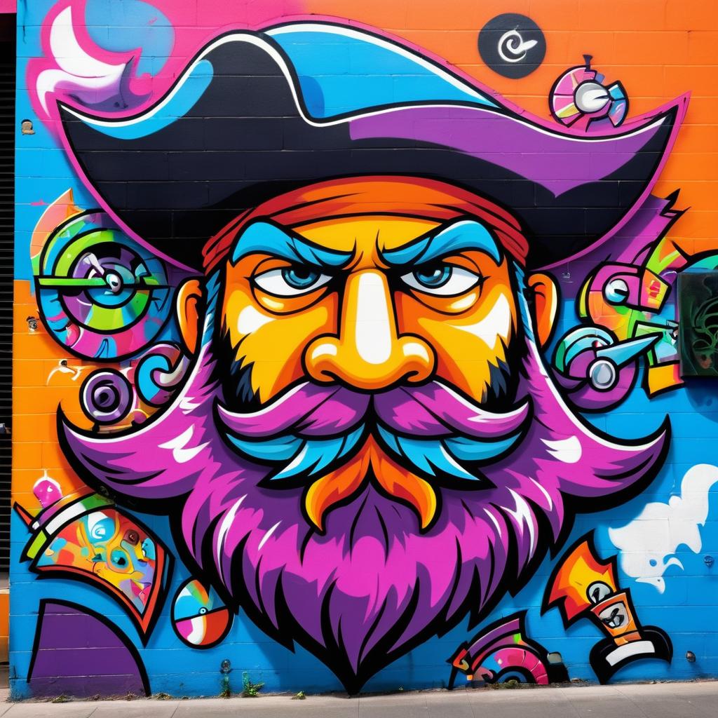 Vibrant Cartoon Pirate Graffiti Art