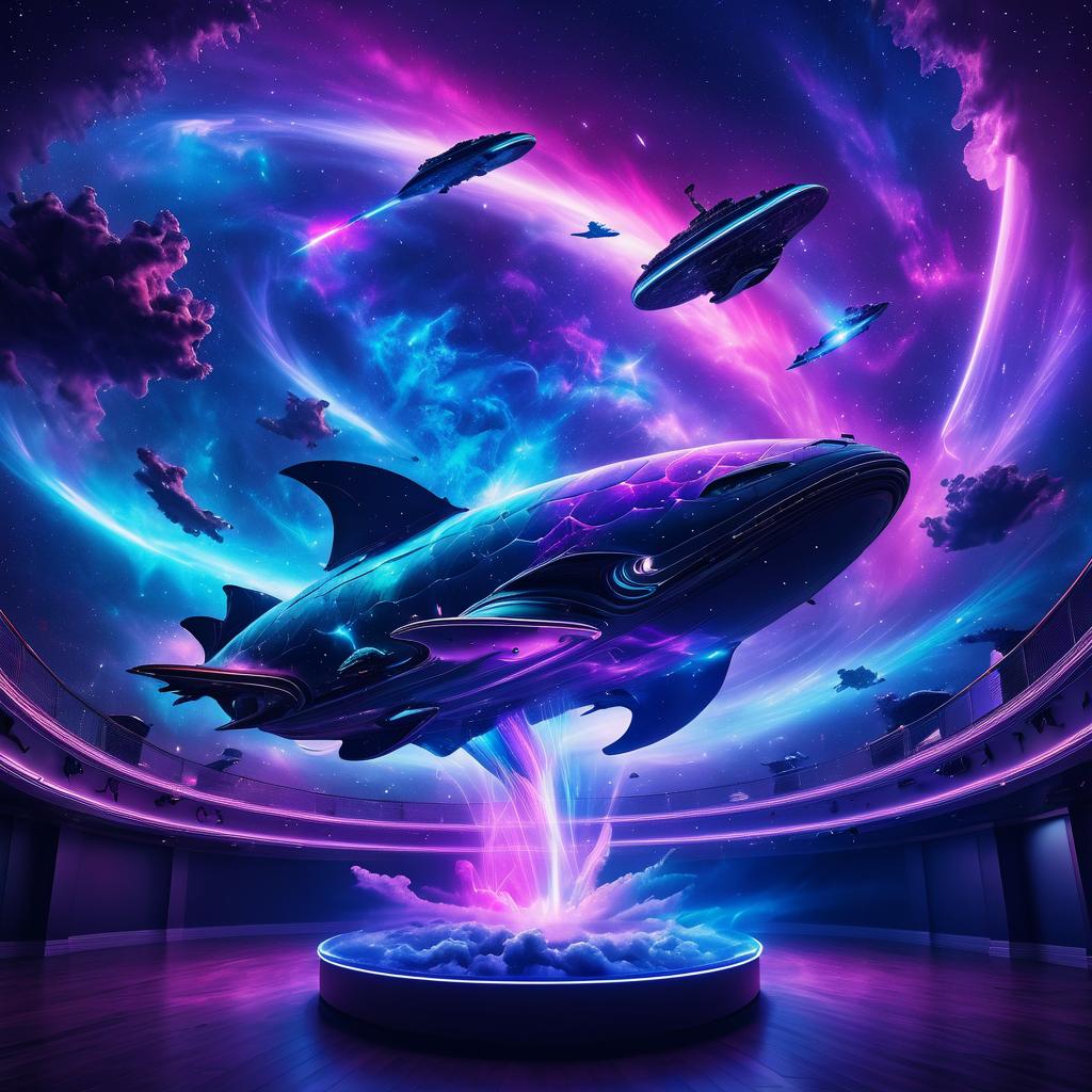 Enchanted Space Whale in Nebula Battle