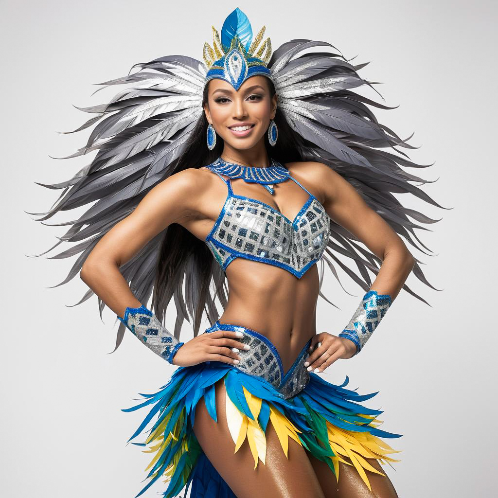 Carnival Performer in Sparkling Samba Costume