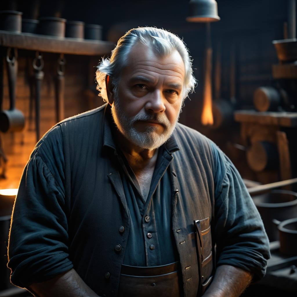 Cinematic Portrait of an Older Blacksmith