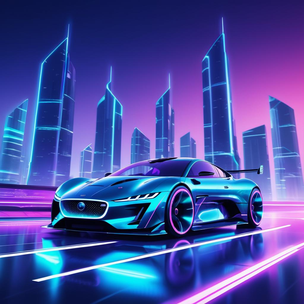 Futuristic Jaguar Electric Sports Car in City