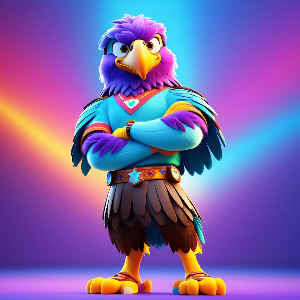 Vibrant 3D Eagle Mascot Character Design