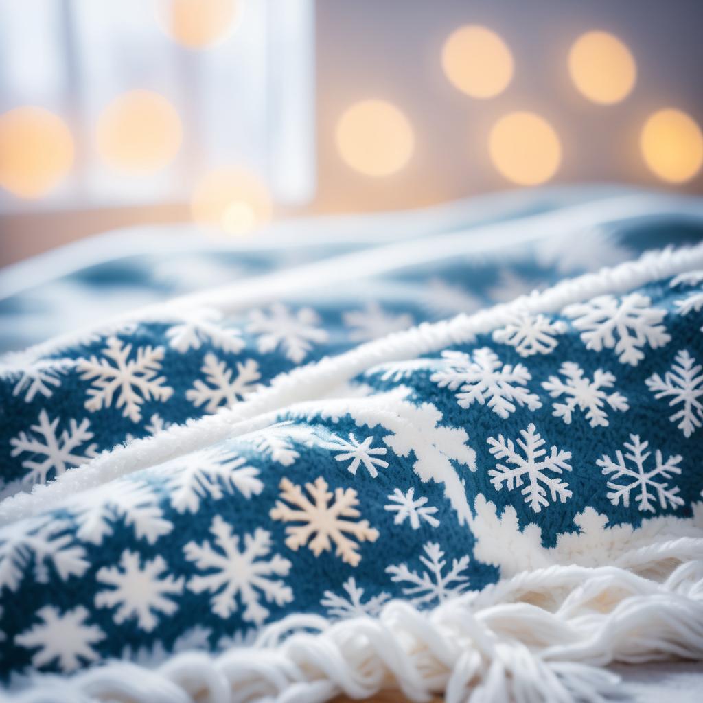 Cozy Blanket with Snowflakes Close-Up