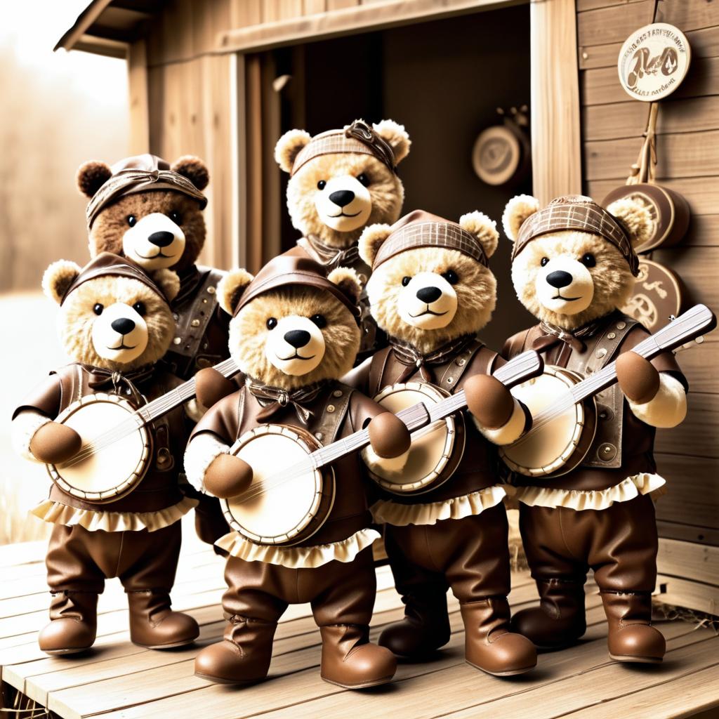 Biker Bears Quartet in Rustic Nostalgia