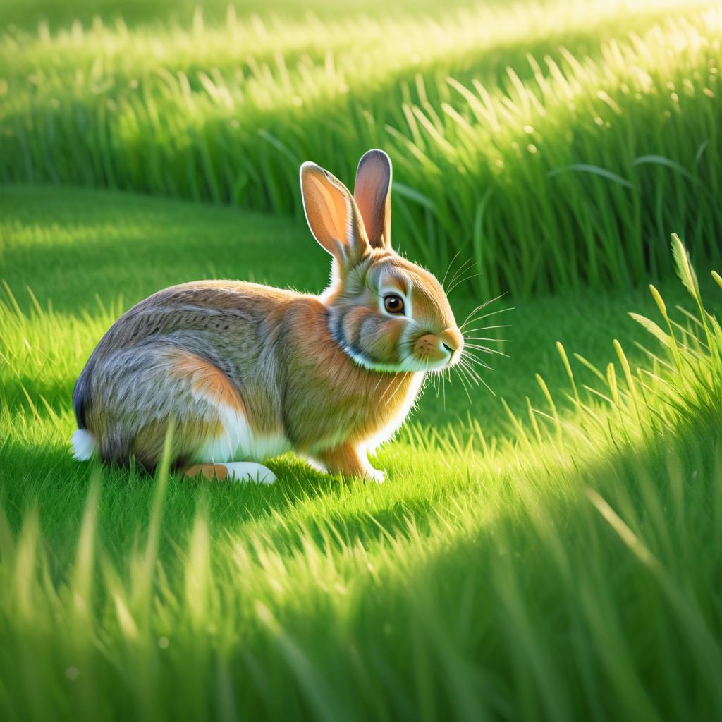 Serene Rabbit in Lush Meadow Illustration