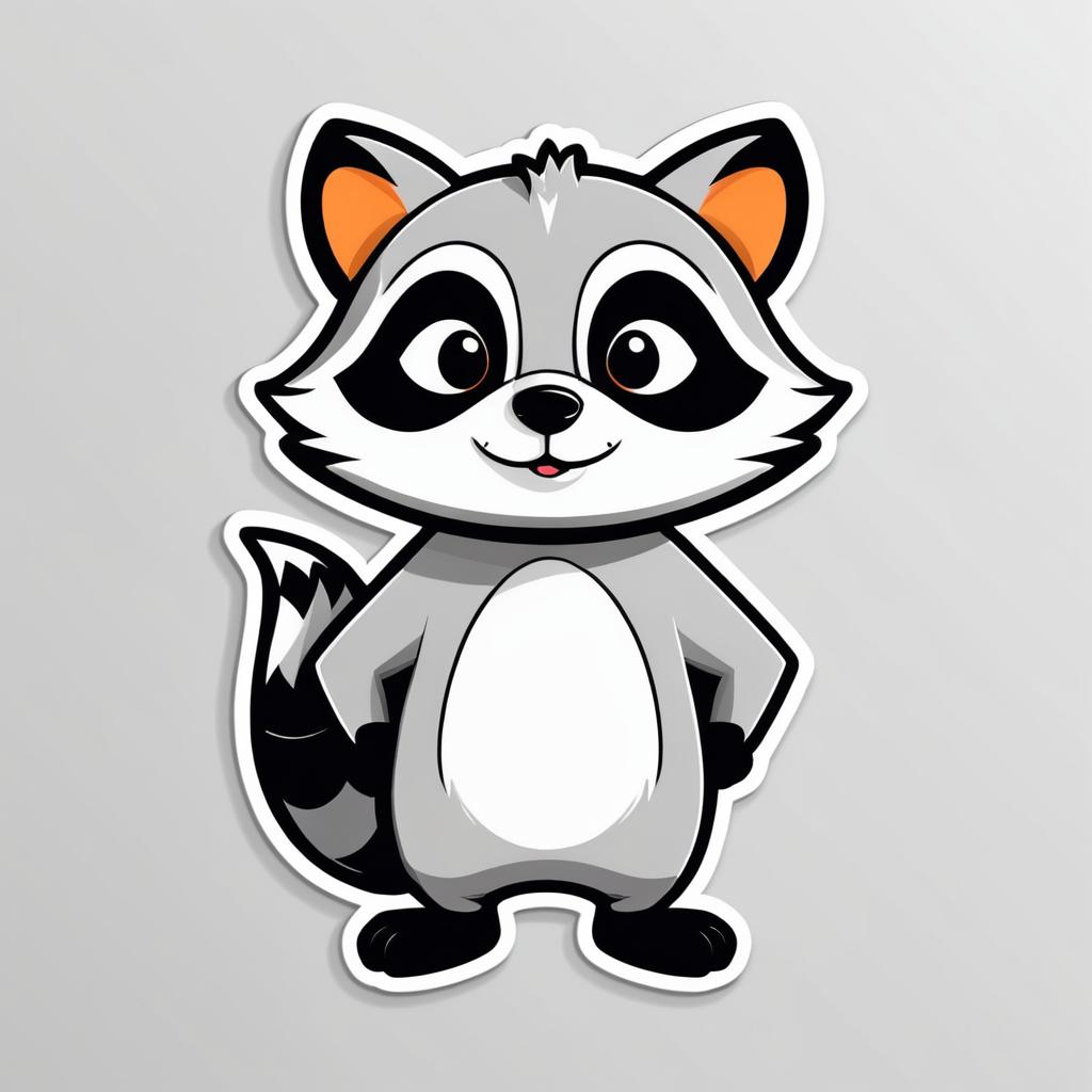 Quirky Raccoon Cartoon Sticker Design