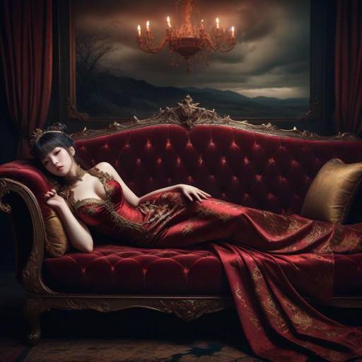 Seductive Dragon Girl in Velvet Elegance