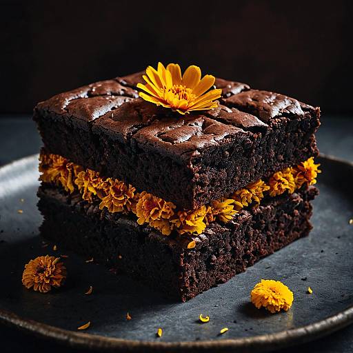 Ephemeral Brownie with Marigolds in Ink