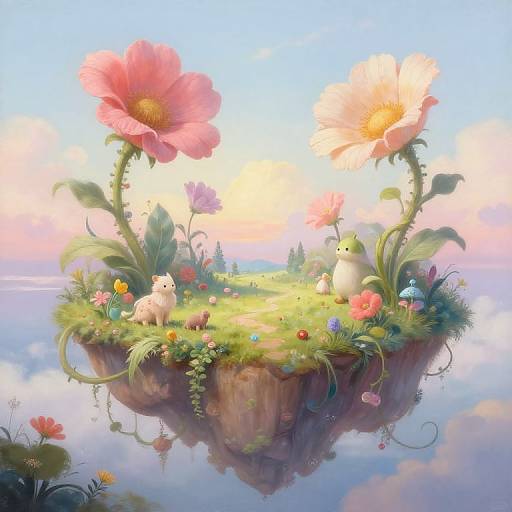 Whimsical Surreal Floating Island