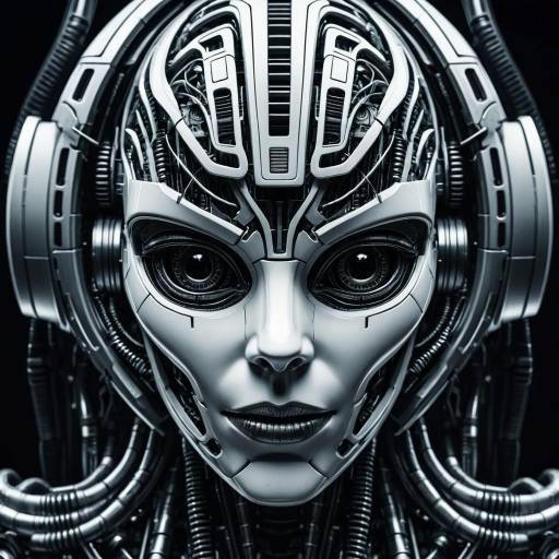 Futuristic Female Robot Head Concept