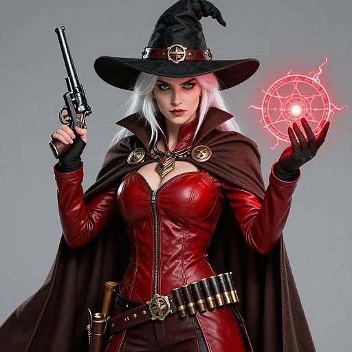 Female Witch Hunter in Red Leather
