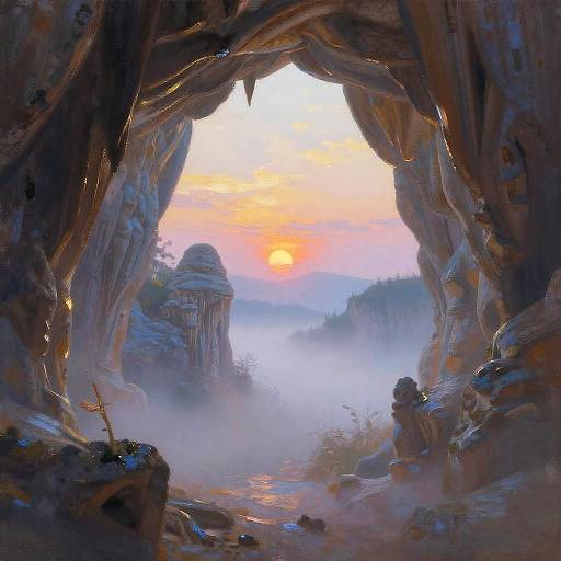 Ethereal Limestone Cavern at Twilight