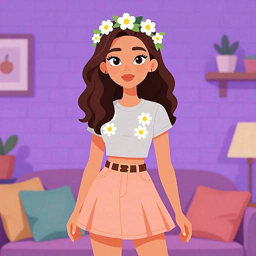 Playful Summer Woman with Floral Style