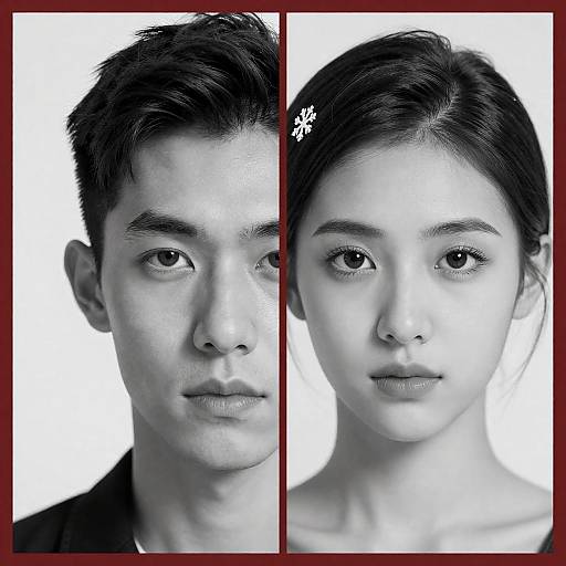 Dual Portraits: Intense Gazes in B&W