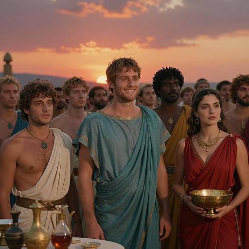 Festive Gathering in Ancient Setting