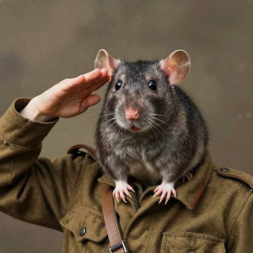 Determined Rat Saluting in Uniform