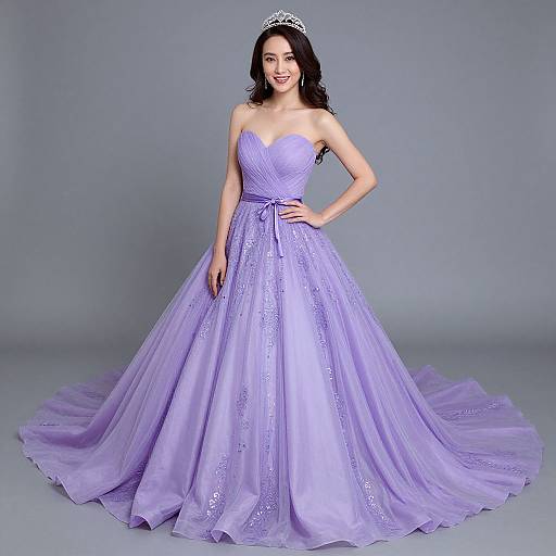 Woman in Violet Gown Birthday Pose