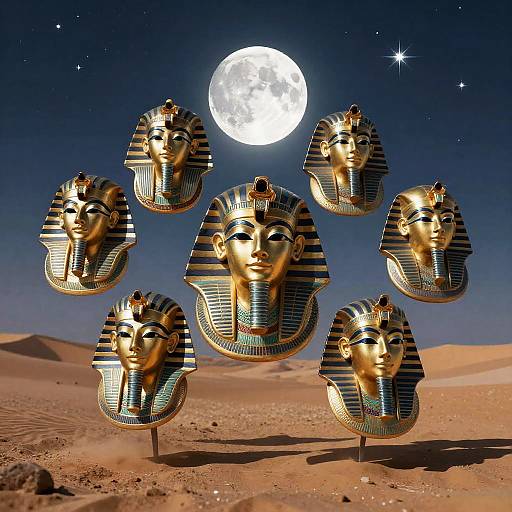 Surreal Egyptian God Masks Night
