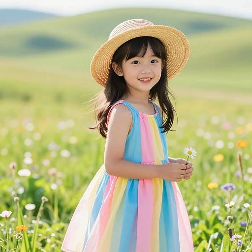 Joyful Girl in Sunny Meadow