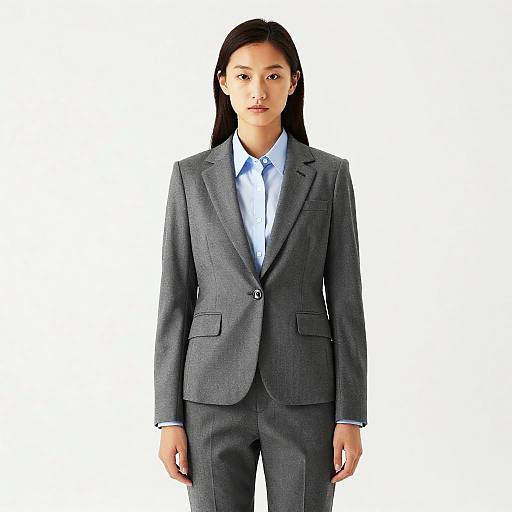 Woman in Gray Suit Posing