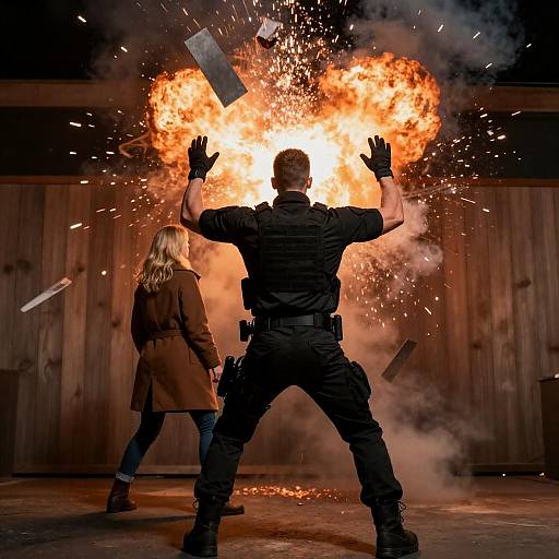 Heroic Protector Against Fiery Explosion