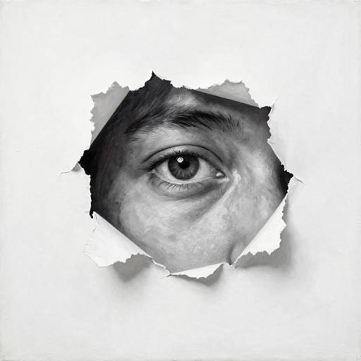 Hyperrealistic Eye Through Ripped Paper