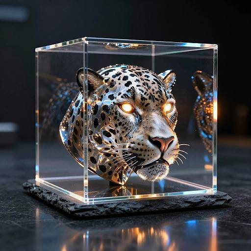 Glowing Platinum Jaguar in Crystal Case