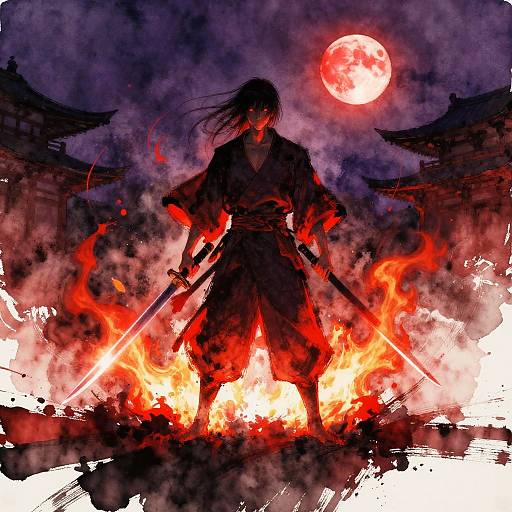 Epic Samurai Fantasy with Abstract Elements