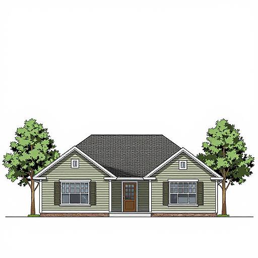 Country Home Front Elevation Plan