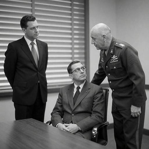 Three Men in a Black-and-White Room