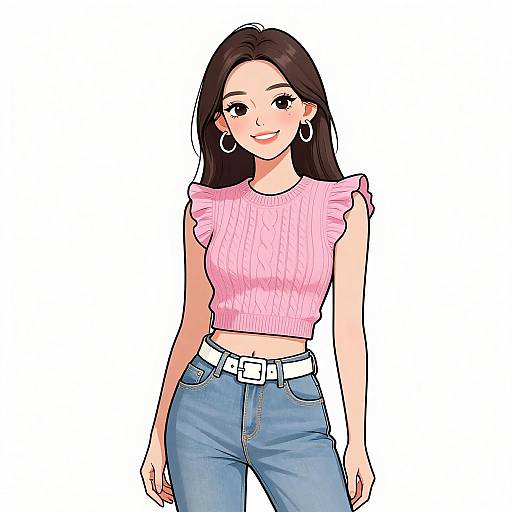 Smiling Woman in Casual Chic Outfit