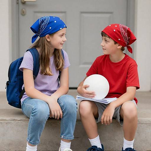 Children Interacting on Steps