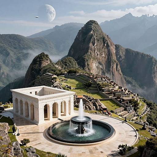 Futuristic Mountain Cityscape with Architecture