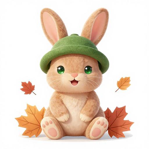 Retro Cute Bunny on Autumn Bough