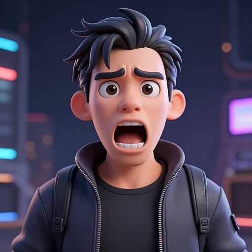 Cyberpunk Confused Man 3D Portrait