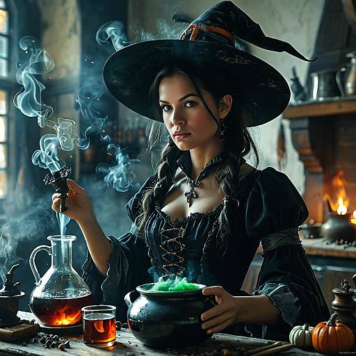 Masterpiece Witch Brewing Potion Indoors