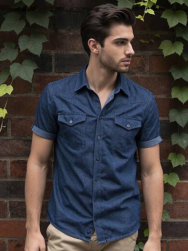 Moody Outdoor Denim Shirt Portrait