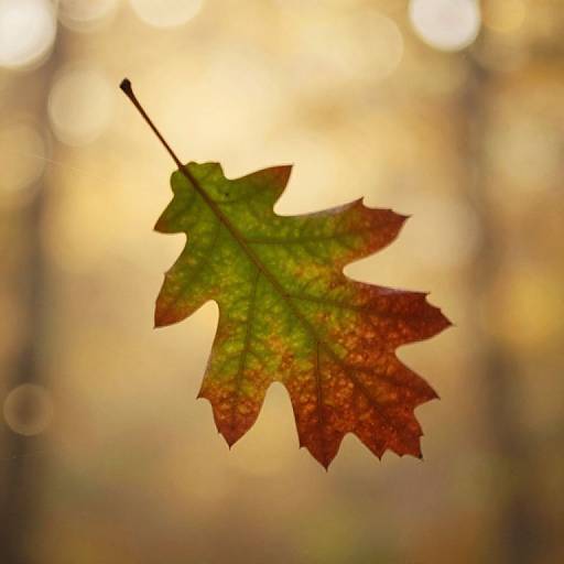 Floating Oak Leaf in Autumn Light