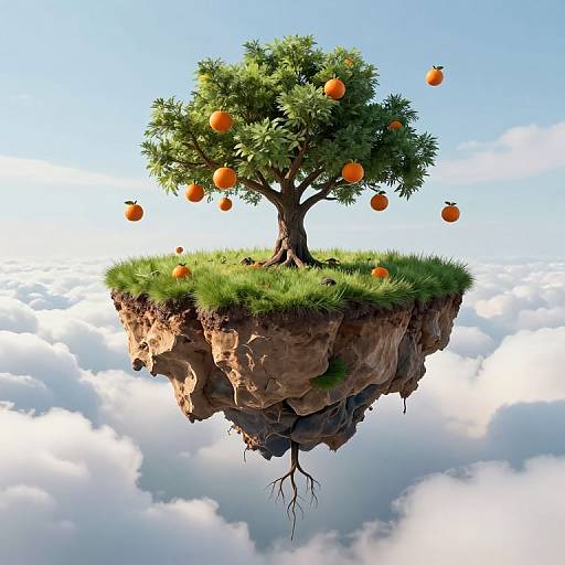 Surreal Floating Tree Island