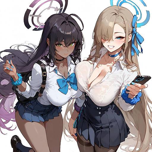 Anime Girls in Stylish School Outfits