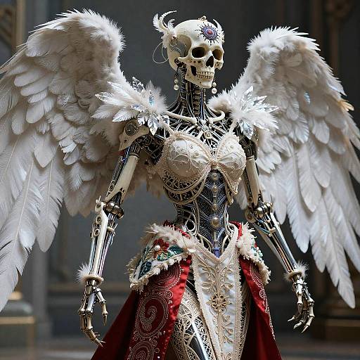 Biomechanical Death Angel in Iridescent Armor